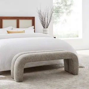 Dax 50.5" Chenille Upholstered Accent Bench in Khaki