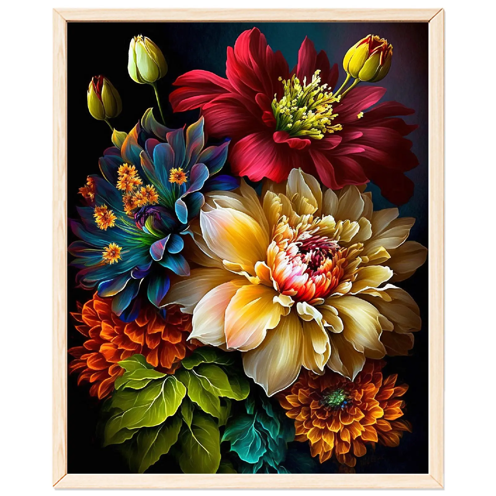 Paint By Numbers Kit for Adults Beginners -16x20in/ 40x50cm Color Canvas, Easy DIY Flowers Acrylic Painting Set - Wall Decor for Living Room and Bedroom, Creative Gift for Birthday, Mother's Day and Christmas, Without Frame, DIY Painting Supplies