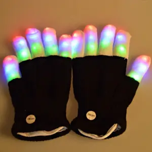 LED Gloves for Women Men Light Up Hand Gloves Flashing Fingers Colourful Rave Gloves 7 Modes Glow Glove for Bonfire Night, Party