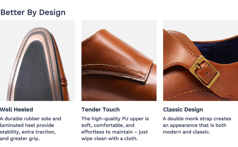 Bruno Marc [HUTCHINGSON_2] Men's Sleek Modern Monk Strap Oxfords Walking Shoes Footwear men's shoes