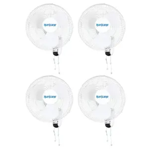 Hurricane Classic 16 Inch 90 Degree Oscillating 3 Speed Wall Fan, White, 4 Pack