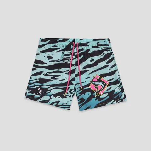 Youth Rip Tide Themed Swimming Trunks - 100% Polyester, Medium-Length, Cage+Pool Ready, Batting Cage Use, Baseballism Lace Tips, Classic Logo Woven Label, Convenient Front Pockets, Custom Drawcord, Lasting Quality