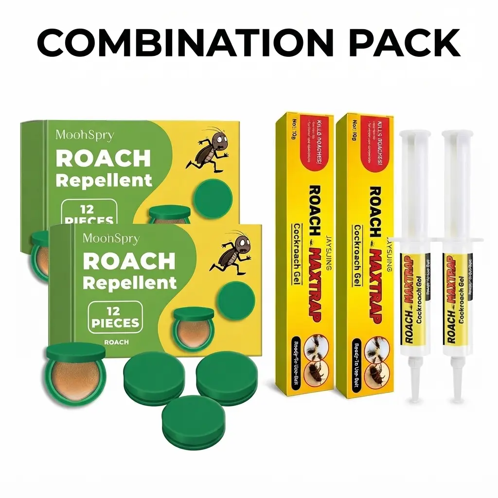 Buy 2 Get 2 Free, Cockroach Medicine with Fast-Acting Kill Cockroach Bait, Indoor Roach Exterminator, Moons RoachRepellent, Roach Traps, Indoor Trap & Indoor-Outdoor Cockroach Bait Station for Roach Control