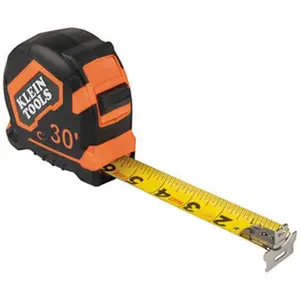 Klein Tools Tape Measure: 30 ft. Long, 1" Width, Yellow Blade 1/8" Graduation, Inch Graduation, Black & Orange Case 9230
