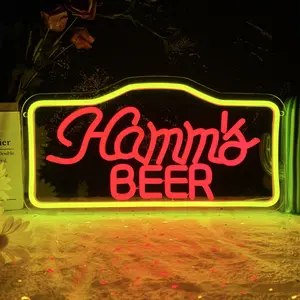 Hamms Beer Neon Sign, Dimmable Beer Bear LED Neon Sign, USB Powered, Acrylic Sheet Material, Commercial Bar Welcome Neon Sign, for Man Cave, Home Bar, Pub, Party,Game Room,Gifts, Led Neon Lights