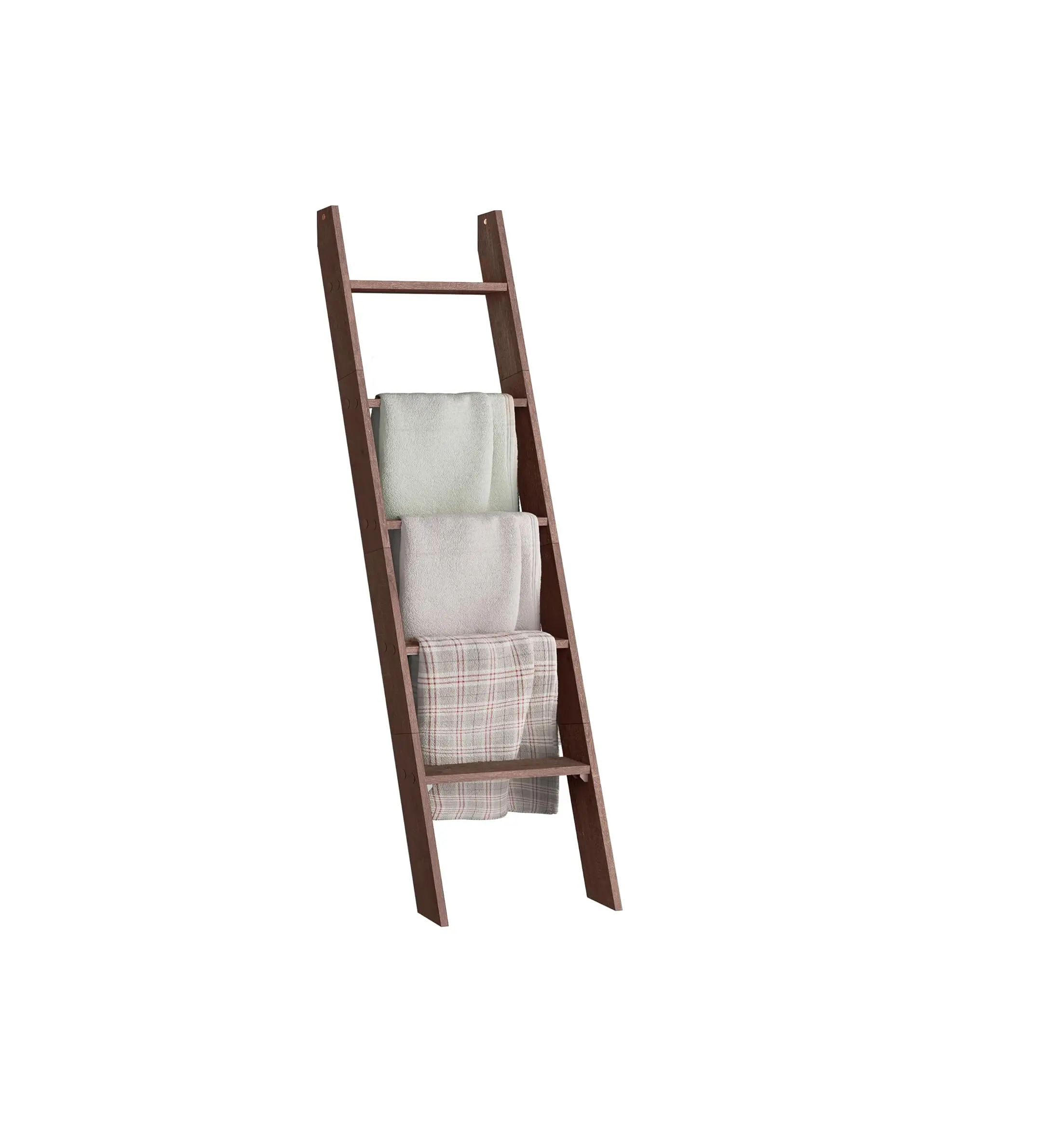 VASAGLE Blanket Ladder Decorative Farmhouse for The Living Room, 5-Tier Ladder Shelf, Ladder Rack for Storage and Decor, Maroon Brown ULLS018T51