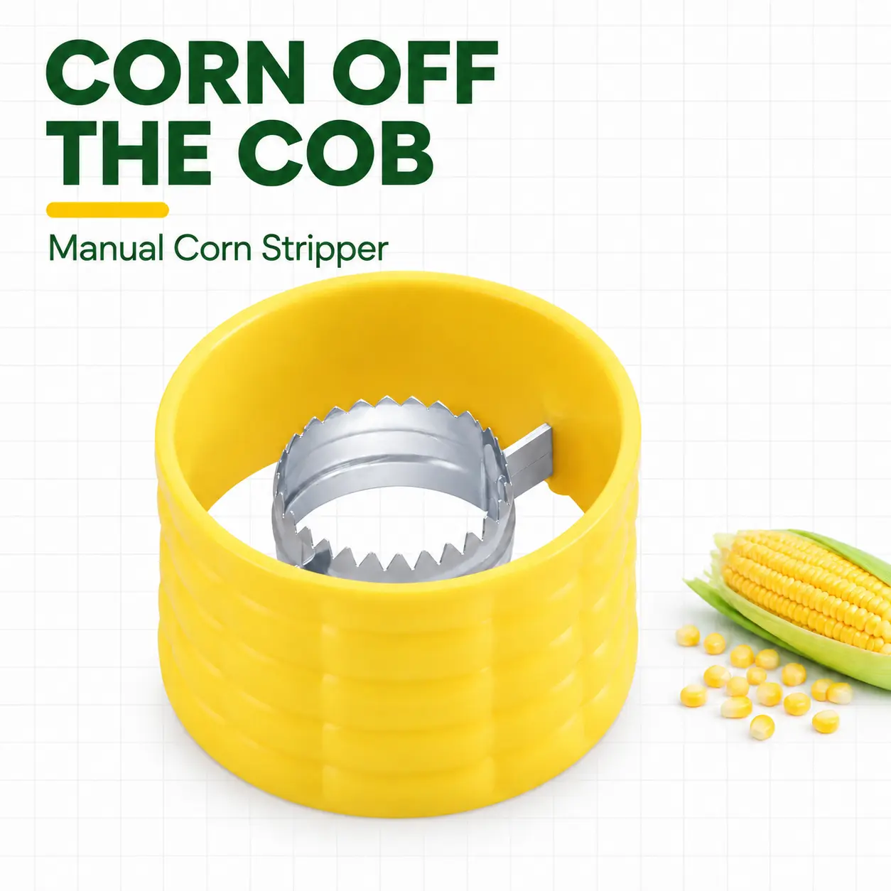 Stainless Steel Corn Stripper Tool, Manual Corn Kernel Remover, Handheld Corn Cutter & Peeler, Corn Cob Stripping Kitchen Gadget for Meal Prep, BBQ, Salads, Canning, Freezing & Home Cooking