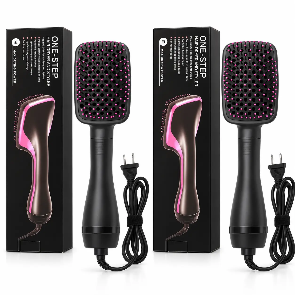 Electric Heated Hair Straightening Brush,Multifunctional 2-in-1 Hot Air Brush, Fast Drying Blow Dryer & Hair Straightening Brush, Halloween Gift for Women