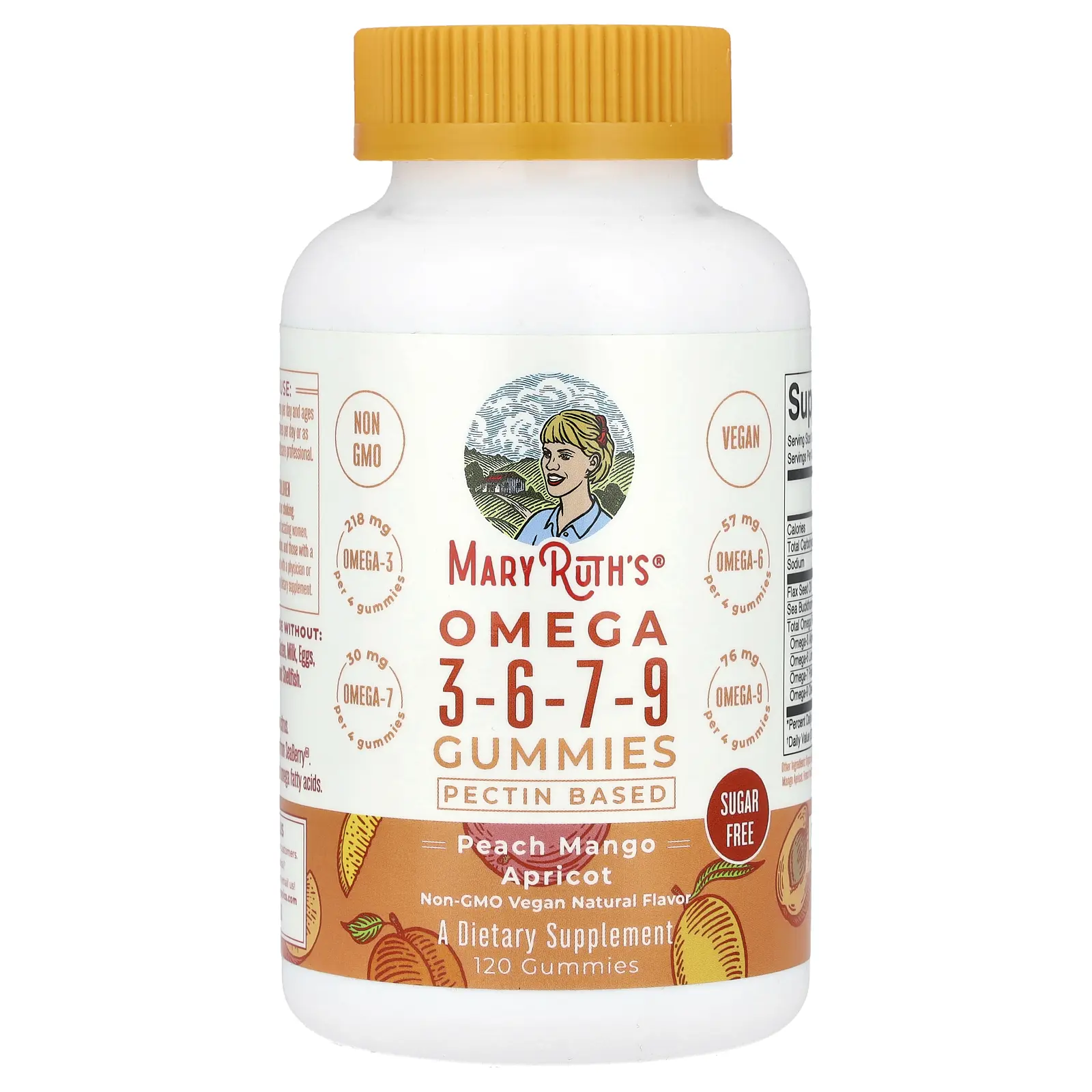 MaryRuth's Omega 3-6-7-9 Gummies, Peach Mango Apricot, 120 Gummies