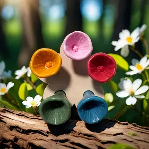 5pcs Colorful Bee Waterer Set - Flower-Shaped Bee Insect Drinking Cups with Base, Garden Bee Feeder & Creative Garden Decor for Outdoor, Garden & Balcony