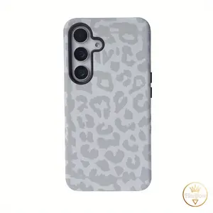 Gray Leopard Print Pattern Suitable for Samsung S23Ultra/S23Plus/S22/S22Plus/S22Ultra/S21/S21Plus/S21Ultra/S23/S24/S24Plus/S24Ultra/S20Fe/S24Fe/A16/A15/S25/S25Plus/S25Ultra/A26/A36/A56 Straight Edge Shockproof And Shockproof Protective Case