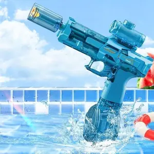 LED Electric Water Gun with Flame Effect, Rechargeable Lithium Battery, Safe Outdoor Toy for Adults and Kids, Summer Party Gift