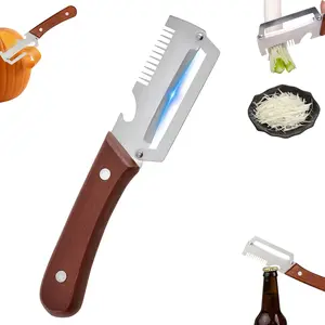 Multi-Functional Vegetable Fruit Peeler, Upgraded Stainless Steel Blade Peeler with Wooden Handle, Durable Ergonomic Kitchen Peeler for Home Cooking & Professional Chefs