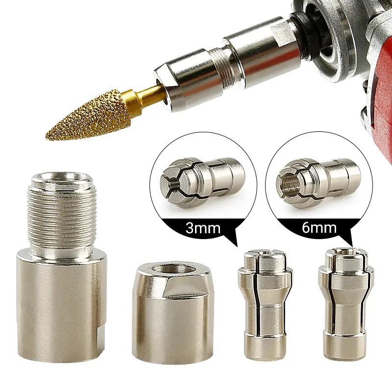 Angle Grinder to Die Grinder Adapter Kit, 1/4" & 1/8" (6mm/3mm) Dual Collet Chuck Conversion Head for Wood Carving, Polishing & Cutting