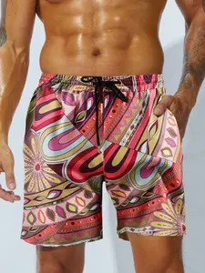 Men's Colorful Bohemian Print Drawstring Loungewear Shorts - Soft Breathable Fabric, Elastic Waist with Pockets, Relaxed Fit for At-Home Lounging, Lazy Weekends & Casual Evenings, Nightwear