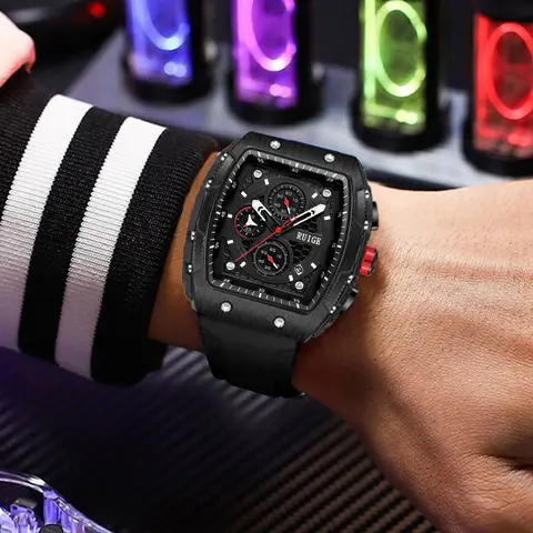 Men's Sportive Digital Quartz Wristwatch, Fashionable Square Dial Digital with Silicone Strap, Modern Trendy Watch for Daily Life, Gifts with Box, High End Watch, Fashionable Stylish Watch