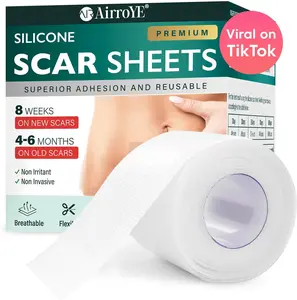 AirroYE Premium Silicone Scar Sheets 1.6"x60" Roll-3M Reusable Effective Removal for Surgical Scars Healing Keloids C-Section Tummy Tuck Healthcare Therapeutic