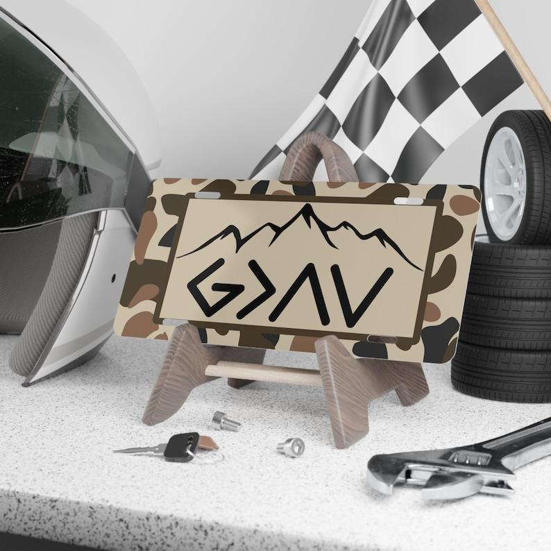 Camo Faith Truck Tag: God is Greater Aluminum License Plate, License Plate for Car or Truck, Accessories