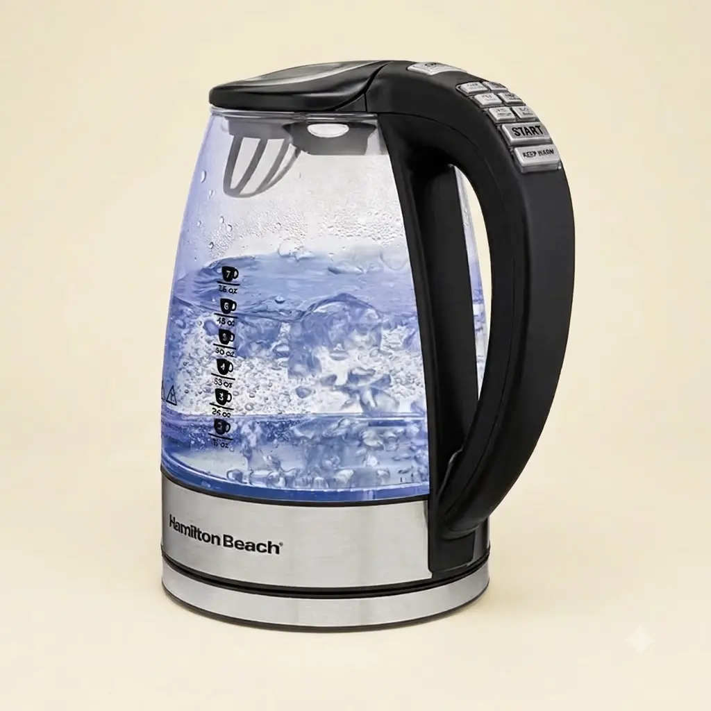 Hamilton Beach Temperature Control 1.7L Electric Glass Kettle Fast Heating Boil Dry Protection Water Electric Kettle