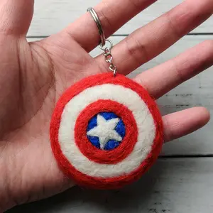 Captain America Shield Needlefelt Keychain