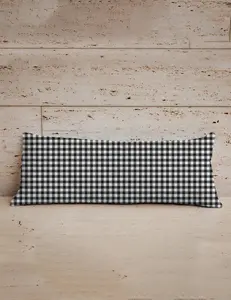 Anthia Gingham Black/White Quilted Oblong 14" x33" Pillow