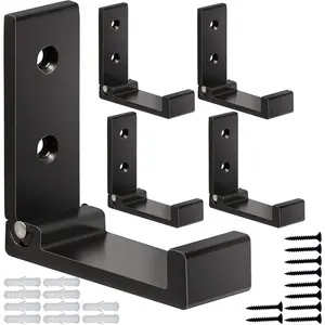 Folding Coat Hooks, 5pack Wall Hooks for Hanging Coat Towel Hooks Hardware Heavy Duty Aluminum Alloy Headphone Holder No Rust Wall Mounted with Screws for Bags Fitness
