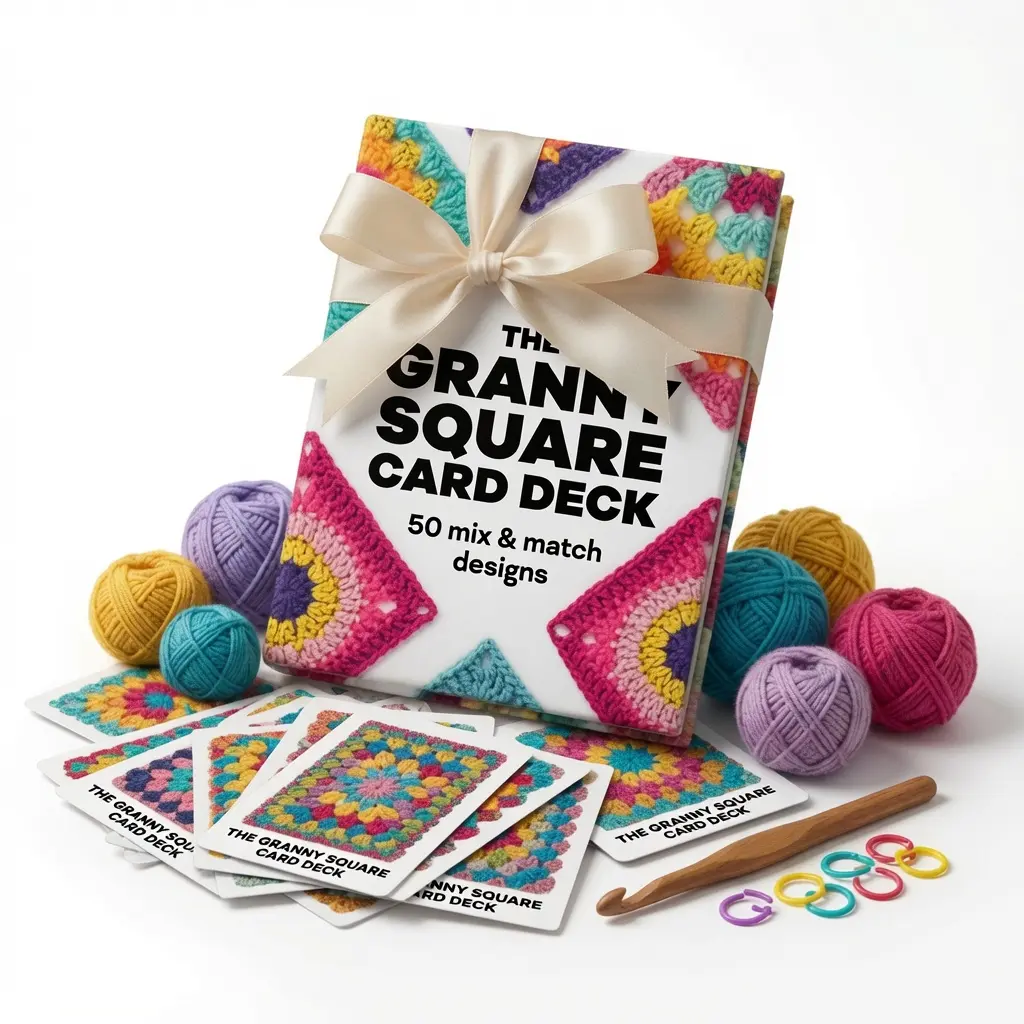 The Granny Square Card Deck – 50 Mix & Match Crochet Granny Square Pattern Cards for Beginners & Advanced, DIY Crochet Design Reference Set with Step-by-Step Instructions, Creative Knitting & Crochet Gift