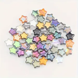 20pcs Shiny Glass Star Beads AB color Pentagram loose beads used in jewelry making bracelet supplies Necklace DIY accessories, bright faced Pentagram beads