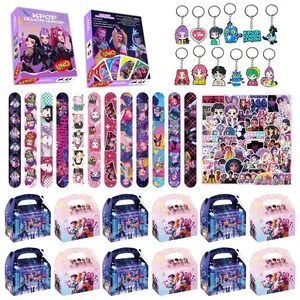 Korean Cartoon Girl Group Birthday Party Gift Game Set, Includes 12 Bracelets, 12 Keychains, 50 Fridge Magnets, 12 Gift Bags, 120 Game Cards Let everyone immerse themselves in the party