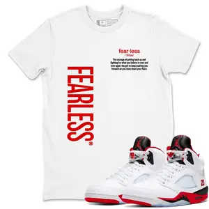 Unisex T-shirt to match Jordan 5 Fire Red - Fearless Definition. 100% Cotton for Casual Wear. Comfortable Summer Unisex T-Shirt to match Jordan Sneaker. Streetwear Style. urban outfitters