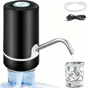 5 Gallon USB Rechargeable Portable Electric Water Pump for Water Bucket Automatic Stop Function and Silicone Cover Suitable for Home Office Camping Travel (Black)