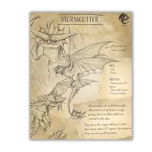 How to Train Your Dragon Poster, Vintage Stormcutter Dragon, Quality Paper Print,  No Frames Included