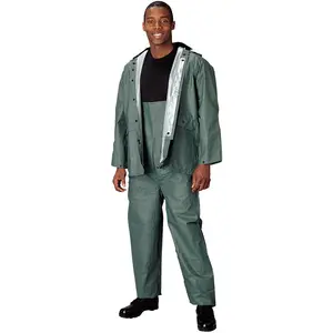 Olive Drab - PVC 2-Piece Pants Shirt Rain Suit