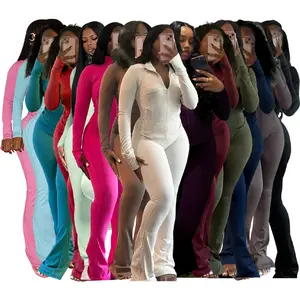2025 Spring/Summer New Arrival Sports & Casual Women's Wear Sexy Slim-Fit Long-Sleeve Flared Two-Piece Set Clothes Womenswear