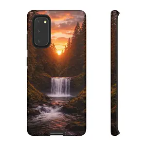 Evergreen Waterfall Phone Case - Vibrant Forest Nature Design