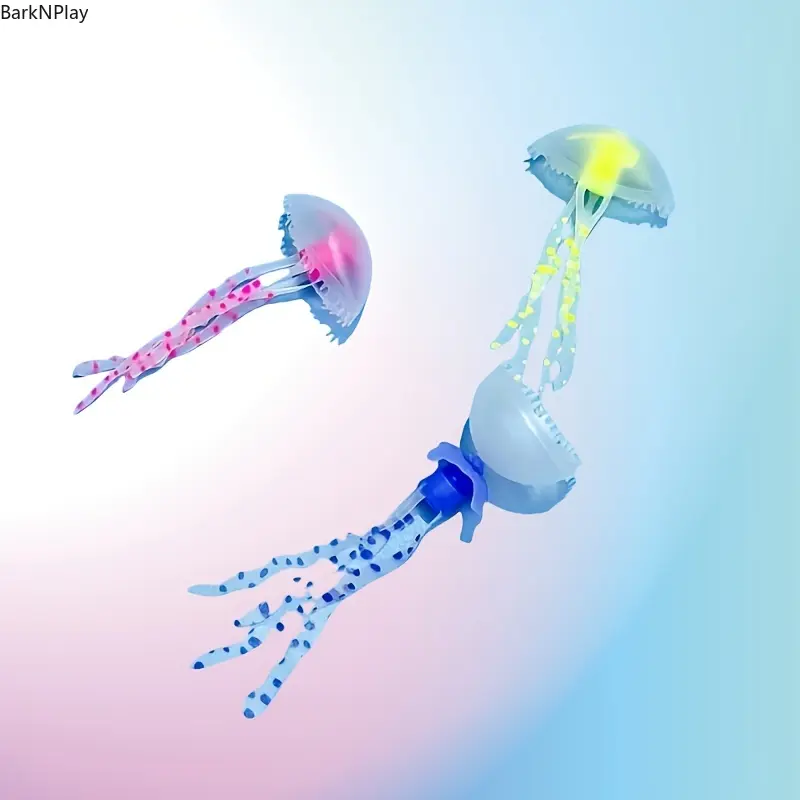 3-Pack Glow in the Dark Silicone Jellyfish Aquarium Charms, Bag Accessories with Suction Cup, Fish-Friendly Floating Tank Decorations, Aquarium Supplies, Fish Decorations for Tank, 3 Decorative Jellyfish (Random Colors) for Underwater Landscaping