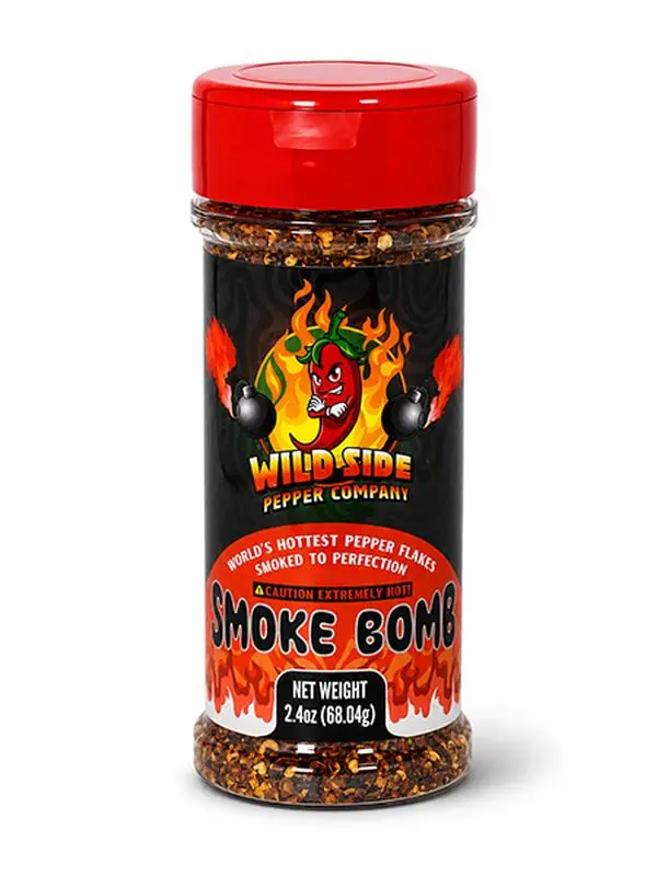 Smoke Bomb - World's Hottest Peppers Flakes - 432,000 SHU - Blended Together - Smoked Carolina Reaper, Scorpion Pepper, Ghost Pepper, Habanero Pepper & Chipotle Pepper