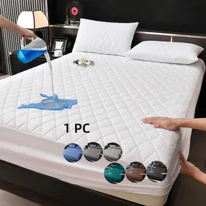 Luxury Plain Mattress Protector Cover, Soft Comfortable Polyester, Fits All Seasons, Deep Pocket Fitted Sheet, 7 Colors Available