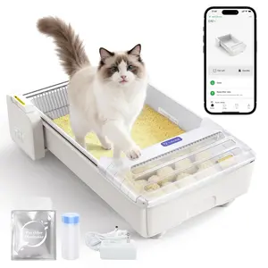 Robotail Self-Cleaning cat Litter Box – 2026 Upgraded Open-Top Automatic Cat Litter Box for Multiple Cats, with Weight Sensor Safety, App Control, Odor Control & Easy Cleaning (White)   Slightly More Market