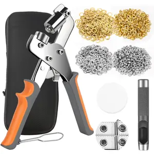Grommet Tool Kit 3/8 Inch with 800 count Eyelets Grommets and Storage Bag, Handheld Metal Grommet Kit Tarp Grommet Maker Kit Grommet Pliers Punch for Tarps Fabric Leather