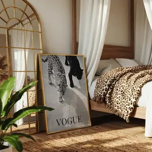 [NO FRAME] Leopard Print Wall Art, Stylish Magazine Cover-Inspired Decor, Bold Maximalist Dopamine Aesthetic, Trendy Fashion-Inspired Prints Wall Decor