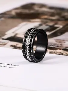Stylish Stainless Steel Wheat Spike Ring, Unique High-End Motorcycle Men's Ring, Fashionable Trendy Accessory for Men, Stackable Rings, Stacking Rings