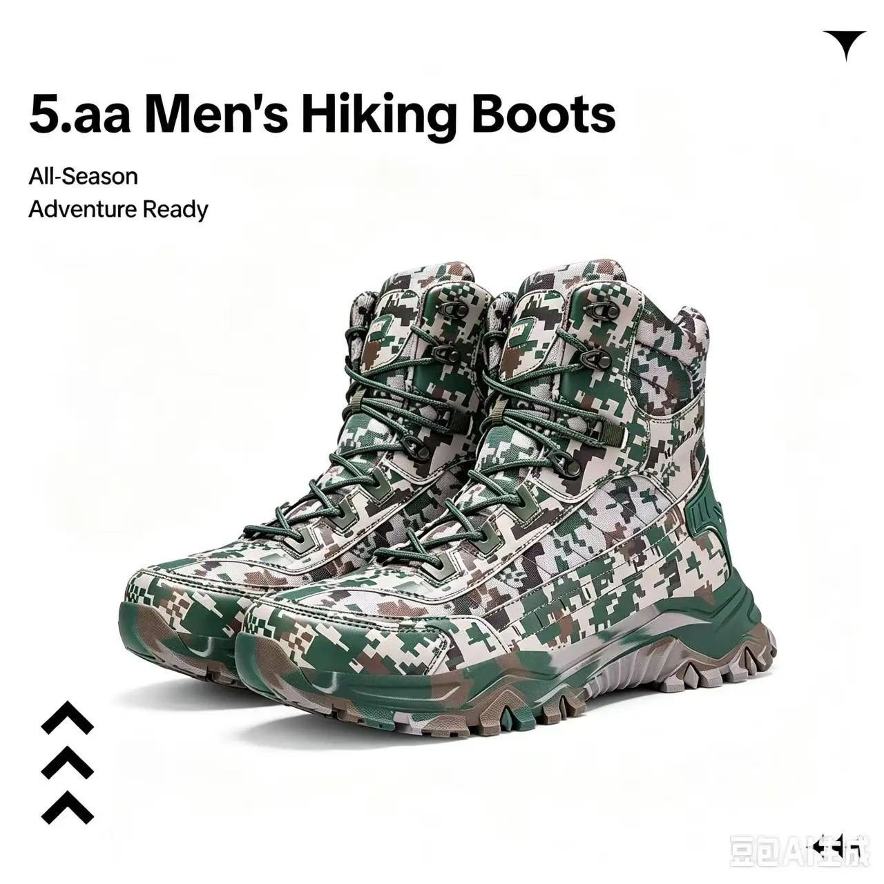 5.AA Modern Men's Digital Camo High-Top Tactical Hiking Shoes - Side Zipper, Round Toe, Lightweight, Breathable, Shock-Absorbing, Non-Slip, Ankle Support Men’s Outdoor Walking Shoes for Trekking Camping, Trekking Camping Shoes