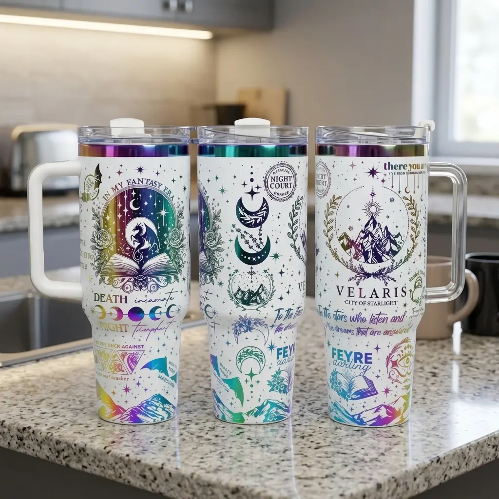 Velaris City of Starlight Tumbler 40oz, Acotar Tumbler, Velaris Bookish Gift, Handle Stainless Steel Tumbler 40oz,