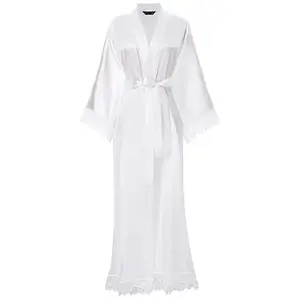 Robe Women Floral Bathrobe Kimono Robe Silk Long Wedding Bride Bridesmaid
