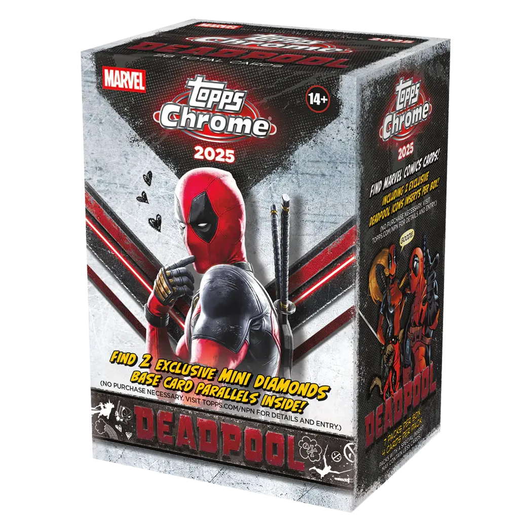 2025 Topps Chrome Deadpool Exclusive Value Box - 28 Total Cards, Rated 14+ Sports Trading Card Collectible