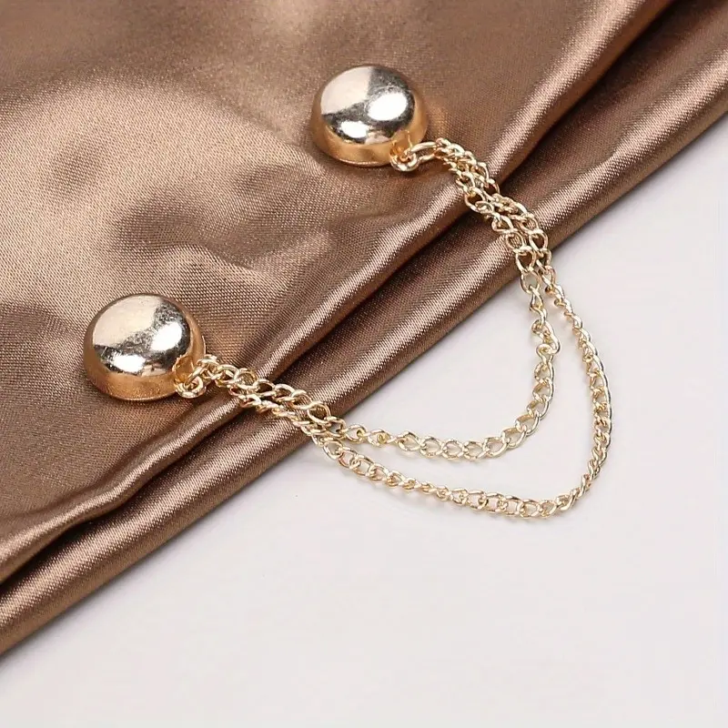 2pcs/set Magnetic Sleeve Cuff Buttons, No-Sew Adjustable Shirt Sizes, Anti-Slip & Secure Closure for Knitting and Sewing Supplies, Chain, Adjustable Clips