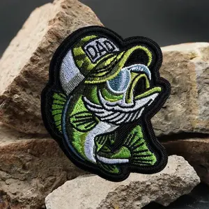 Dad Bass Fish Morale Tactical Patch Funny Hook Loop Embroidery Patches Military Army Badge Chevron Backpack Stickers Appliques