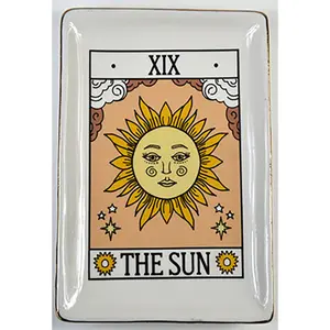 Sun Tarot Ceramic Dish — 4.5x6.5" Card &amp; Crystal Tray