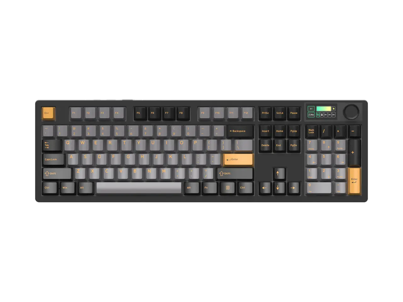 DAREU A104 Master Full-Size Wireless Mechanical Keyboard, 1.9'' LCD Display & Multifunction Knob, 8K High Polling Rate, Hot-Swap Sockets, PBT Keycaps, 8000mAh Battery, RGB Backlit, 2.4GHz/BT/USB-C